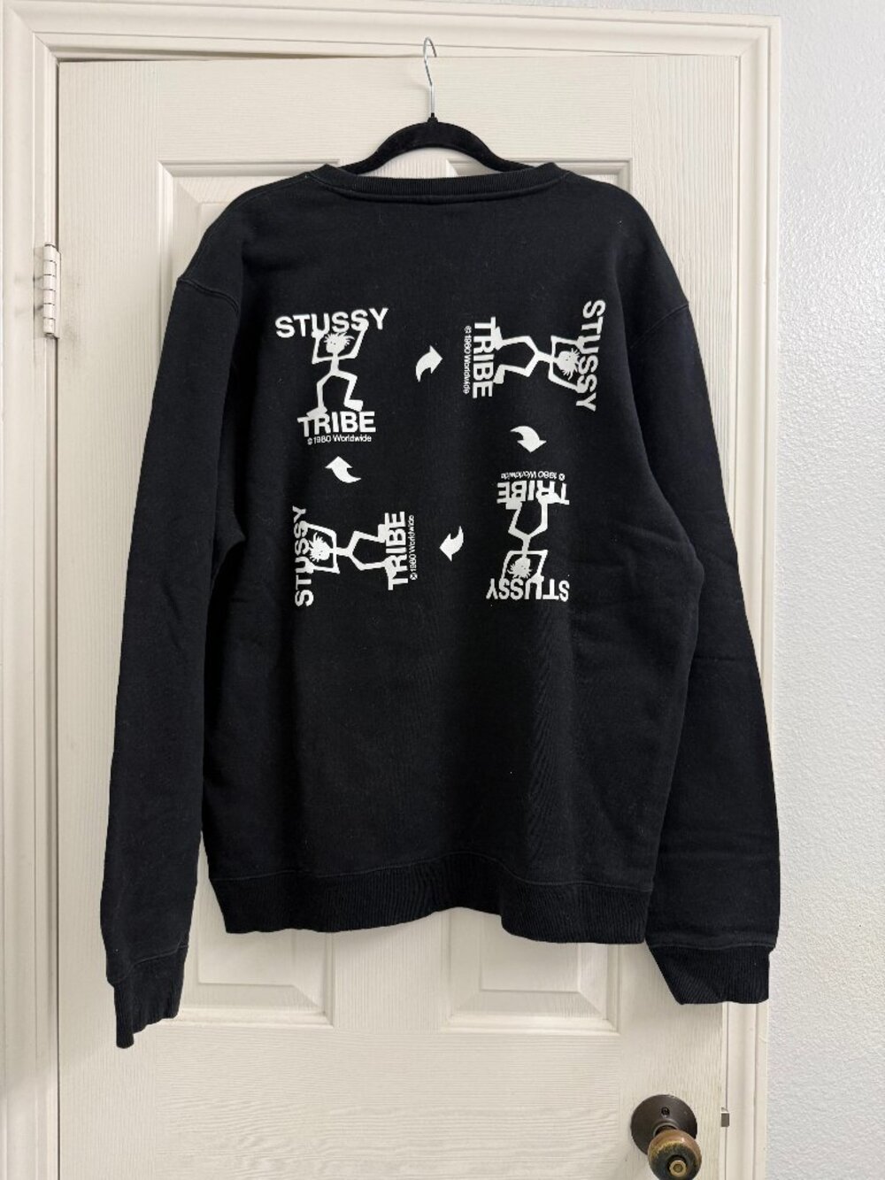 Stussy Tribe Worldwide Graphic Crewneck Sweatshirt Black XL